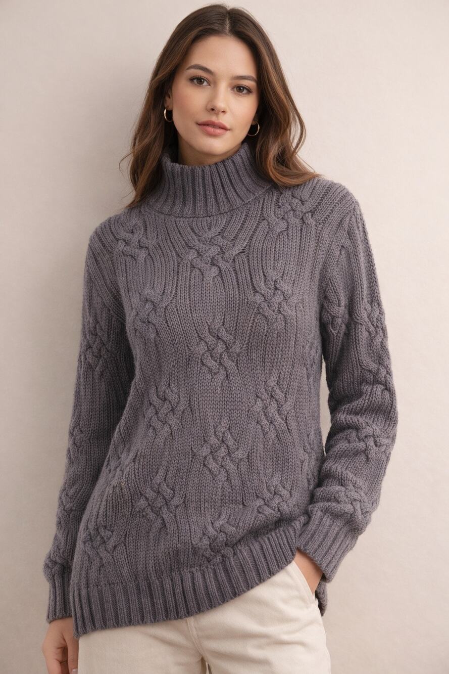 Austin Reed Womens Chunky Cable Knit Navy Sweater XS Braided Lux Scandi